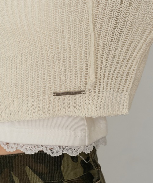 RAY CASSIN（レイカズン）の「透かし編みフードニット（ニット/セーター・レディース・アイボリー/チャコールグレー/ベージュ・FREE）」の20枚目の写真