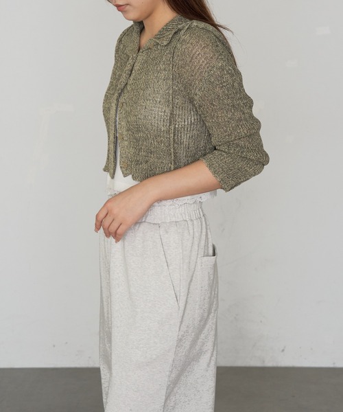 RAY CASSIN（レイカズン）の「透かし編みフードニット（ニット/セーター・レディース・アイボリー/チャコールグレー/ベージュ・FREE）」の8枚目の写真