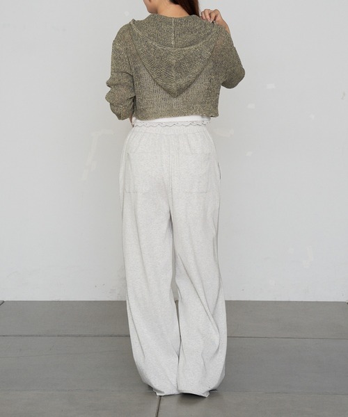 RAY CASSIN（レイカズン）の「透かし編みフードニット（ニット/セーター・レディース・アイボリー/チャコールグレー/ベージュ・FREE）」の13枚目の写真