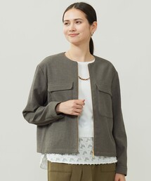 【希少!大きいサイズ】自由区／リバーシブルノーカラージップブルゾン チェック LACーVERT ブルゾン ジャンバー 「リバーシブル/2WAY」ハーフジップ