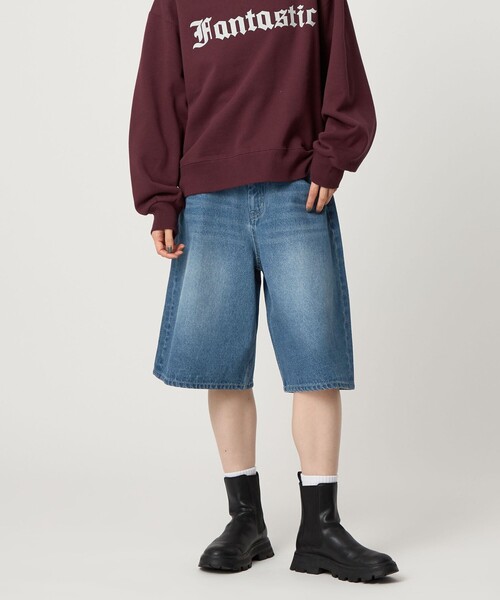 CITEN（シテン）の「＜CITEN＞バギーデニムハーフパンツ（デニムパンツ・レディース・ブラック/ライトブルー・M/S）」の2枚目の写真