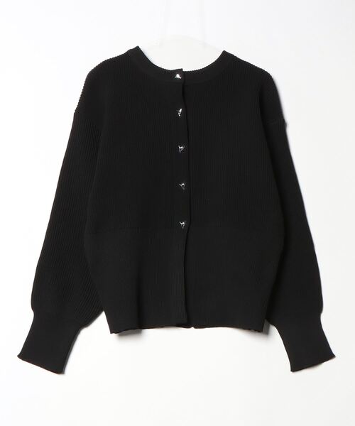 新品 ELLIE エリー ハートボタンカーディガン　黒 ブラック Louere（ルエレ）の「ハートボタンショートニットカーディガン