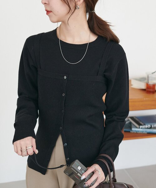 DISCOAT（ディスコート）の「モチモチビスチェセットプルオーバー《WEB限定カラーあり》（アンサンブル・レディース・キャメル/チャコールグレー/ブラック/ライトベージュ・FREE）」の2枚目の写真