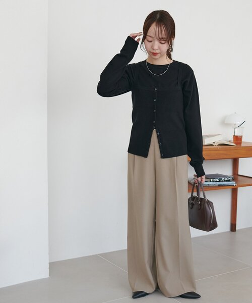 DISCOAT（ディスコート）の「モチモチビスチェセットプルオーバー《WEB限定カラーあり》（アンサンブル・レディース・キャメル/チャコールグレー/ブラック/ライトベージュ・FREE）」の6枚目の写真