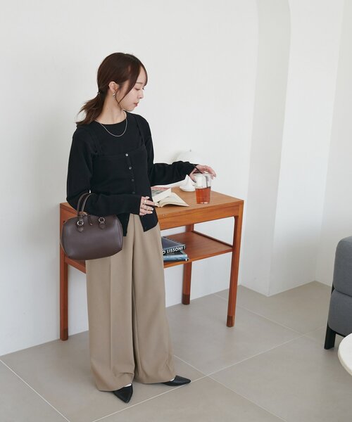 DISCOAT（ディスコート）の「モチモチビスチェセットプルオーバー《WEB限定カラーあり》（アンサンブル・レディース・キャメル/チャコールグレー/ブラック/ライトベージュ・FREE）」の7枚目の写真