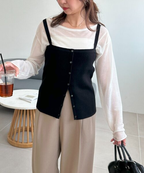 DISCOAT（ディスコート）の「モチモチビスチェセットプルオーバー《WEB限定カラーあり》（アンサンブル・レディース・キャメル/チャコールグレー/ブラック/ライトベージュ・FREE）」の11枚目の写真