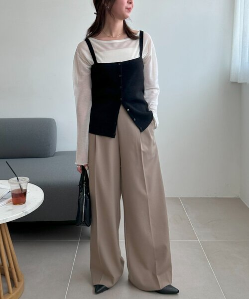 DISCOAT（ディスコート）の「モチモチビスチェセットプルオーバー《WEB限定カラーあり》（アンサンブル・レディース・キャメル/チャコールグレー/ブラック/ライトベージュ・FREE）」の12枚目の写真