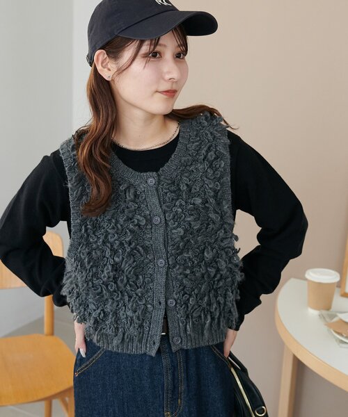 DISCOAT（ディスコート）の「モチモチビスチェセットプルオーバー《WEB限定カラーあり》（アンサンブル・レディース・キャメル/チャコールグレー/ブラック/ライトベージュ・FREE）」の16枚目の写真