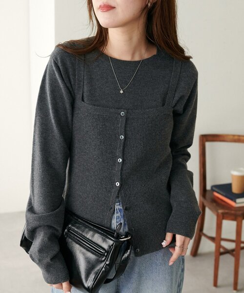 DISCOAT（ディスコート）の「モチモチビスチェセットプルオーバー《WEB限定カラーあり》（アンサンブル・レディース・キャメル/チャコールグレー/ブラック/ライトベージュ・FREE）」の19枚目の写真