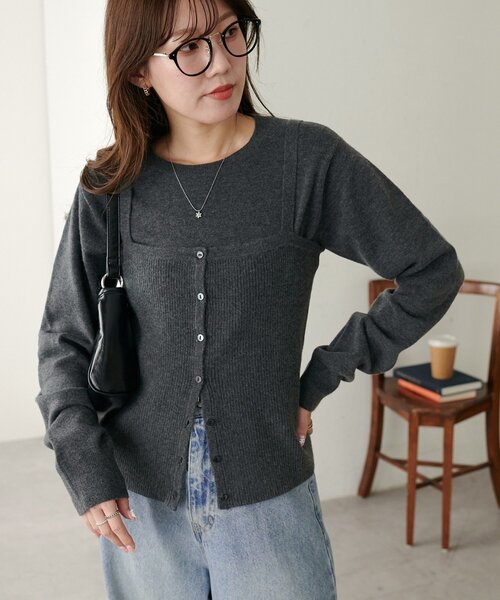 DISCOAT（ディスコート）の「モチモチビスチェセットプルオーバー《WEB限定カラーあり》（アンサンブル・レディース・キャメル/チャコールグレー/ブラック/ライトベージュ・FREE）」の20枚目の写真