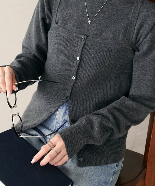 DISCOAT（ディスコート）の「モチモチビスチェセットプルオーバー《WEB限定カラーあり》（アンサンブル・レディース・キャメル/チャコールグレー/ブラック/ライトベージュ・FREE）」の21枚目の写真