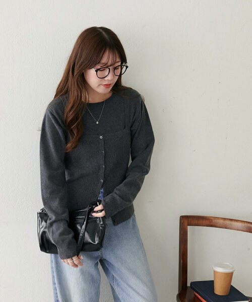 DISCOAT（ディスコート）の「モチモチビスチェセットプルオーバー《WEB限定カラーあり》（アンサンブル・レディース・キャメル/チャコールグレー/ブラック/ライトベージュ・FREE）」の22枚目の写真