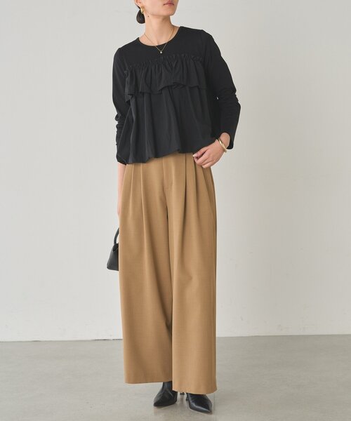 LOUNGEDRESS（ラウンジドレス）の「ドッキングバルーンカットソー（Tシャツ/カットソー・レディース・ベージュ/ブラック・FREE）」の7枚目の写真