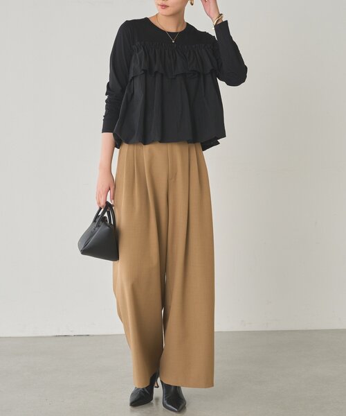 LOUNGEDRESS（ラウンジドレス）の「ドッキングバルーンカットソー（Tシャツ/カットソー・レディース・ベージュ/ブラック・FREE）」の6枚目の写真