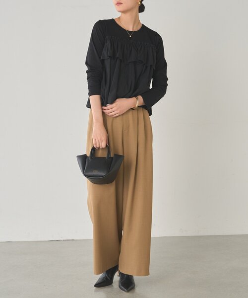 LOUNGEDRESS（ラウンジドレス）の「ドッキングバルーンカットソー（Tシャツ/カットソー・レディース・ベージュ/ブラック・FREE）」の5枚目の写真