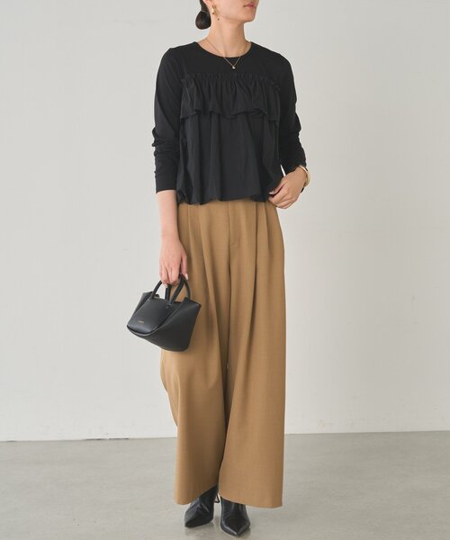 LOUNGEDRESS（ラウンジドレス）の「ドッキングバルーンカットソー（Tシャツ/カットソー・レディース・ベージュ/ブラック・FREE）」の4枚目の写真