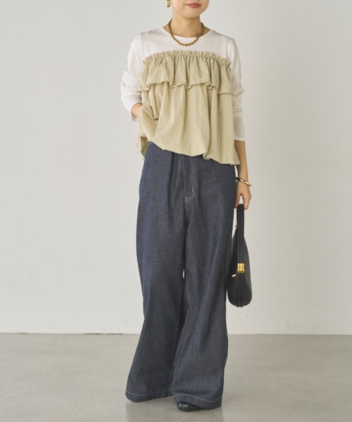 LOUNGEDRESS（ラウンジドレス）の「ドッキングバルーンカットソー（Tシャツ/カットソー・レディース・ベージュ/ブラック・FREE）」の20枚目の写真