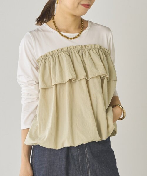 LOUNGEDRESS（ラウンジドレス）の「ドッキングバルーンカットソー（Tシャツ/カットソー・レディース・ベージュ/ブラック・FREE）」の14枚目の写真