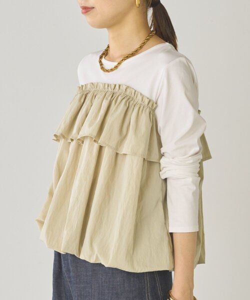 LOUNGEDRESS（ラウンジドレス）の「ドッキングバルーンカットソー（Tシャツ/カットソー・レディース・ベージュ/ブラック・FREE）」の13枚目の写真