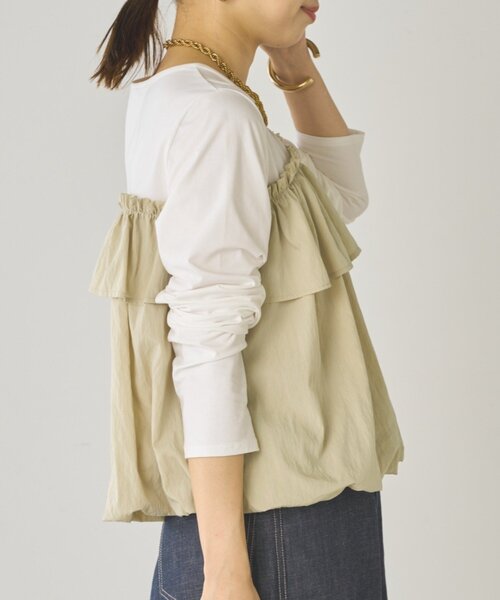 LOUNGEDRESS（ラウンジドレス）の「ドッキングバルーンカットソー（Tシャツ/カットソー・レディース・ベージュ/ブラック・FREE）」の11枚目の写真