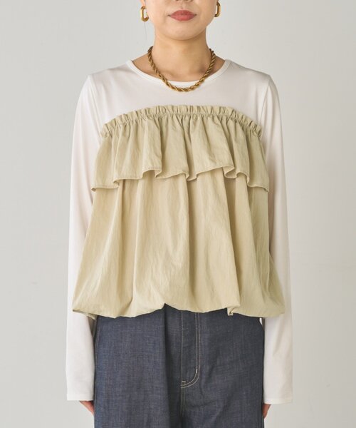 LOUNGEDRESS（ラウンジドレス）の「ドッキングバルーンカットソー（Tシャツ/カットソー・レディース・ベージュ/ブラック・FREE）」の10枚目の写真