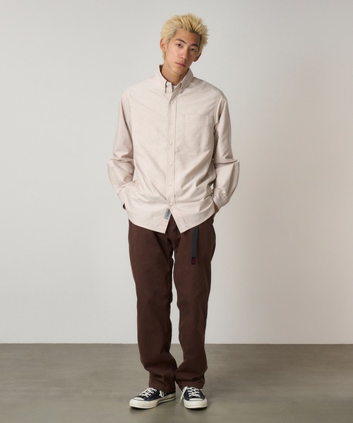Gramicci(グラミチ)の「OXFORD BUTTON DOWN STANCE SHIRT|オックスフォードボタンダウンスタンスシャツ(シャツ/ブラウス・メンズ・アイボリー/ストライプ/ホワイト・XL/XXL/S/L/M)」の1枚目の写真