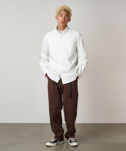 Gramicci(グラミチ)の「OXFORD BUTTON DOWN STANCE SHIRT|オックスフォードボタンダウンスタンスシャツ(シャツ/ブラウス・メンズ・アイボリー/ストライプ/ホワイト・XL/XXL/S/L/M)」の2枚目の写真