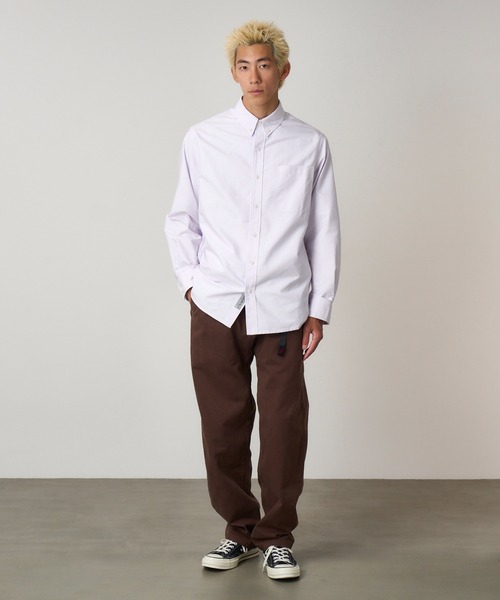 Gramicci(グラミチ)の「OXFORD BUTTON DOWN STANCE SHIRT|オックスフォードボタンダウンスタンスシャツ(シャツ/ブラウス・メンズ・アイボリー/ストライプ/ホワイト・XL/XXL/S/L/M)」の3枚目の写真