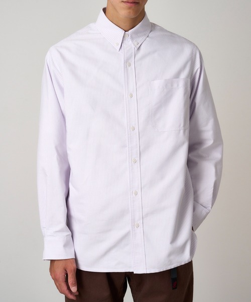 Gramicci(グラミチ)の「OXFORD BUTTON DOWN STANCE SHIRT|オックスフォードボタンダウンスタンスシャツ(シャツ/ブラウス・メンズ・アイボリー/ストライプ/ホワイト・XL/XXL/S/L/M)」の6枚目の写真