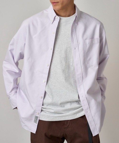 Gramicci(グラミチ)の「OXFORD BUTTON DOWN STANCE SHIRT|オックスフォードボタンダウンスタンスシャツ(シャツ/ブラウス・メンズ・アイボリー/ストライプ/ホワイト・XL/XXL/S/L/M)」の7枚目の写真