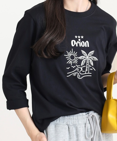 FUNALIVE(ファンアライブ)の「オリオン ビール プリント7分袖Tシャツ(Tシャツ/カットソー・レディース・マスタード/オフホワイト/ブラック/ブルー・L/M)」の1枚目の写真