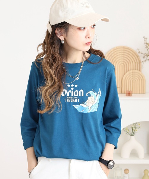 FUNALIVE(ファンアライブ)の「オリオン ビール プリント7分袖Tシャツ(Tシャツ/カットソー・レディース・マスタード/オフホワイト/ブラック/ブルー・L/M)」の18枚目の写真