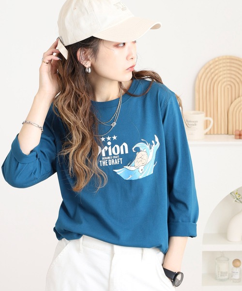 FUNALIVE(ファンアライブ)の「オリオン ビール プリント7分袖Tシャツ(Tシャツ/カットソー・レディース・マスタード/オフホワイト/ブラック/ブルー・L/M)」の20枚目の写真