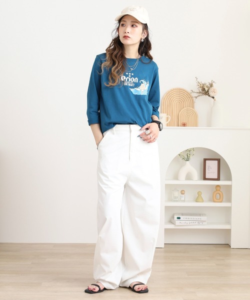 FUNALIVE(ファンアライブ)の「オリオン ビール プリント7分袖Tシャツ(Tシャツ/カットソー・レディース・マスタード/オフホワイト/ブラック/ブルー・L/M)」の21枚目の写真