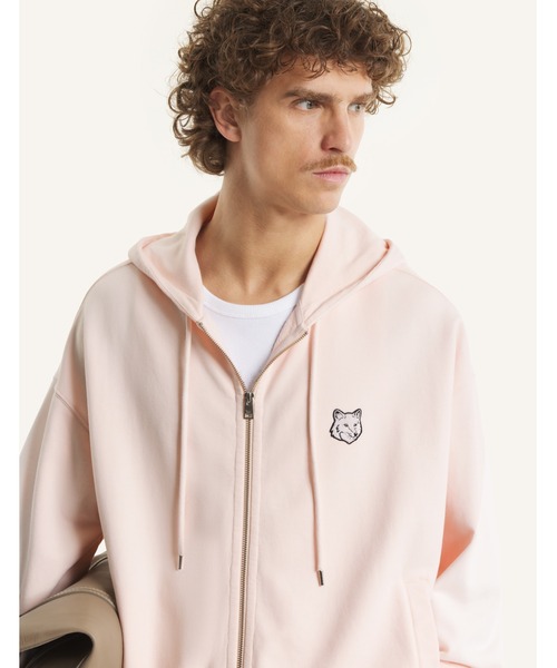 【MAISON KITSUNÉ】フーディー S ピーチ FOX HEAD ZIPPED OVERSIZE HOODIE（パーカー）｜Maison Kitsune