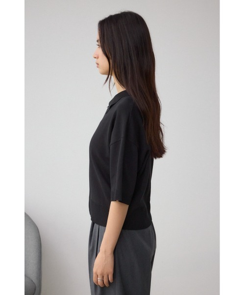 AZUL by moussy(アズールバイマウジー)の「Wジップポロカラーニットカーディガン(カーディガン/ボレロ・レディース・ブラック/レッド/ブラウン/アイボリー・FREE)」の5枚目の写真