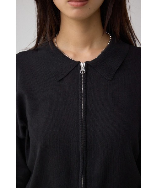 AZUL by moussy(アズールバイマウジー)の「Wジップポロカラーニットカーディガン(カーディガン/ボレロ・レディース・ブラック/レッド/ブラウン/アイボリー・FREE)」の7枚目の写真