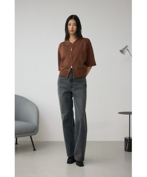 AZUL by moussy(アズールバイマウジー)の「Wジップポロカラーニットカーディガン(カーディガン/ボレロ・レディース・ブラック/レッド/ブラウン/アイボリー・FREE)」の13枚目の写真