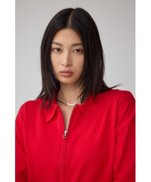 AZUL by moussy(アズールバイマウジー)の「Wジップポロカラーニットカーディガン(カーディガン/ボレロ・レディース・ブラック/レッド/ブラウン/アイボリー・FREE)」の21枚目の写真