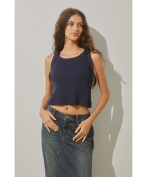 ALEXIA STAM フリル付きキャミソール ブルー F ALEXIA STAM（アリシアスタン）の「Linen Camisole/パッドin