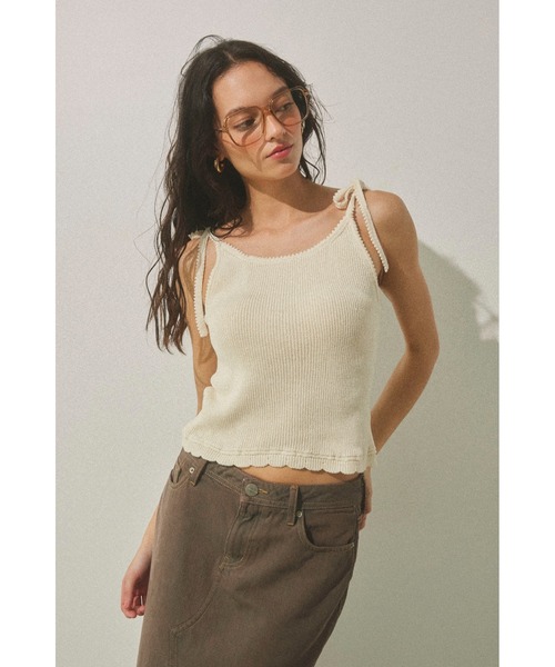 ALEXIA STAM（アリシアスタン）の「Ribbon Knit Camisole / 肩リボンキャミ（キャミソール・レディース・アイボリー/テラコッタ/ネイビー・FREE）」の6枚目の写真