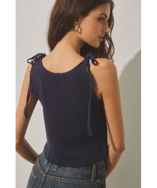 ALEXIA STAM（アリシアスタン）の「Ribbon Knit Camisole / 肩リボンキャミ（キャミソール・レディース・アイボリー/テラコッタ/ネイビー・FREE）」の15枚目の写真