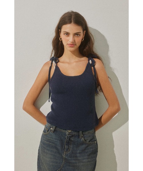 ALEXIA STAM（アリシアスタン）の「Ribbon Knit Camisole / 肩リボンキャミ（キャミソール・レディース・アイボリー/テラコッタ/ネイビー・FREE）」の14枚目の写真