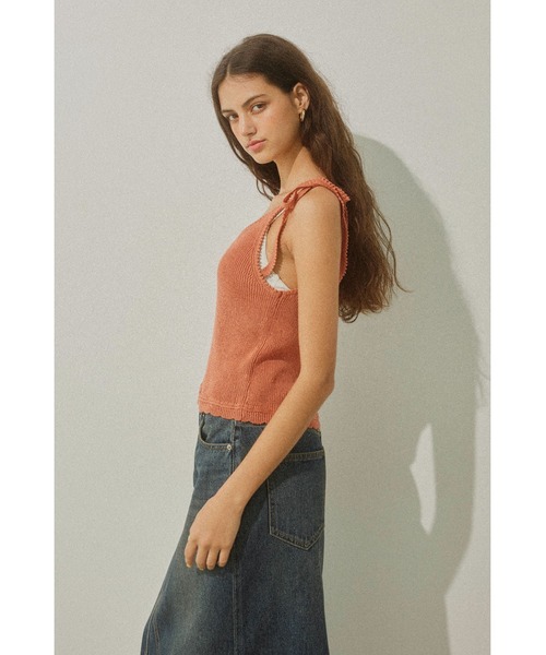 ALEXIA STAM（アリシアスタン）の「Ribbon Knit Camisole / 肩リボンキャミ（キャミソール・レディース・アイボリー/テラコッタ/ネイビー・FREE）」の10枚目の写真