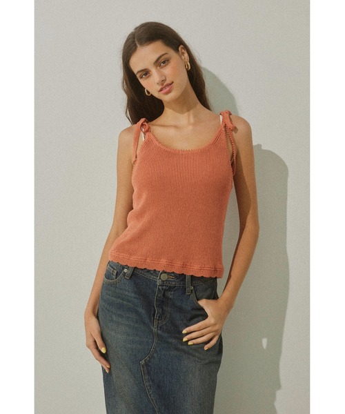 ALEXIA STAM（アリシアスタン）の「Ribbon Knit Camisole / 肩リボンキャミ（キャミソール・レディース・アイボリー/テラコッタ/ネイビー・FREE）」の8枚目の写真