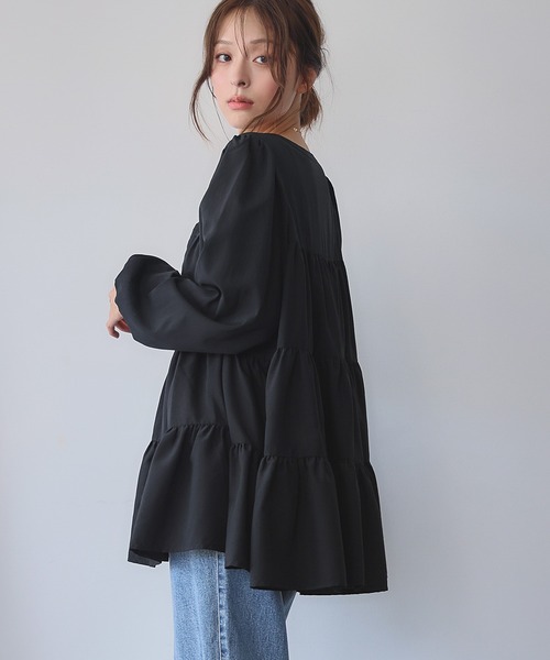 ELFRANK(エルフランク)の「ティアード チュニック シャツ ブラウス(シャツ/ブラウス・レディース・アイボリー/ブラック・FREE)」の17枚目の写真