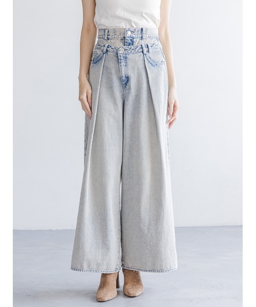 スナイデル　snidel レイヤードデザインパンツ　2025 新作 ベージュ SNIDEL（スナイデル）の「レイヤードデザインパンツ（その他