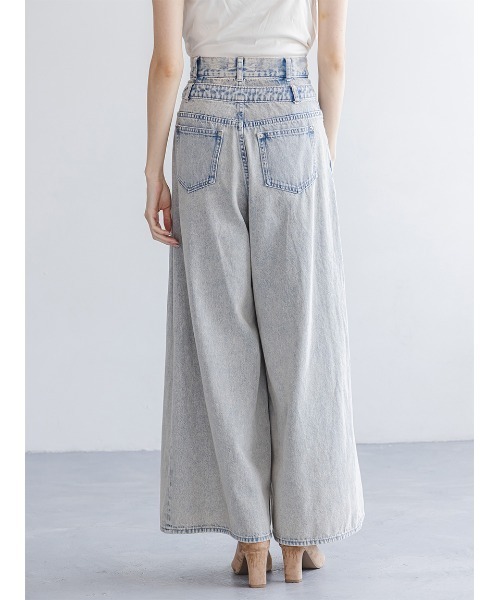 SNIDEL（スナイデル）の「レイヤードデザインパンツ（デニムパンツ・レディース・ライトブルー/ベージュ/ライトグレー・0/1）」の8枚目の写真