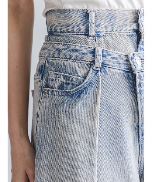 SNIDEL（スナイデル）の「レイヤードデザインパンツ（デニムパンツ・レディース・ライトブルー/ベージュ/ライトグレー・0/1）」の12枚目の写真