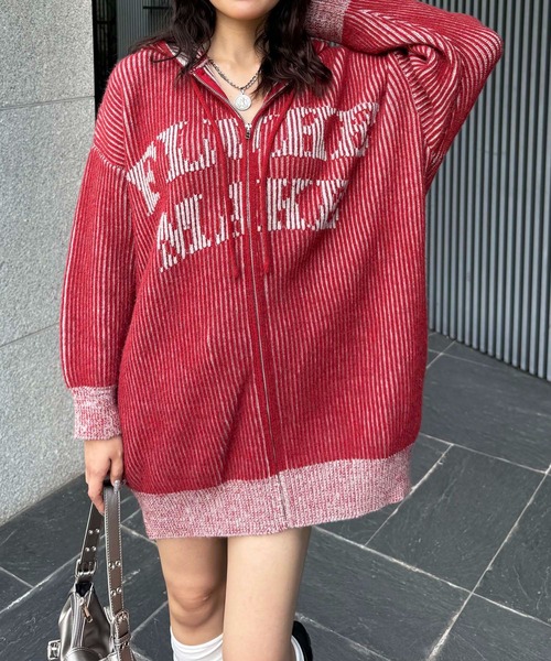 SPIRALGIRL（スパイラルガール）の「ロゴオーバーZIPニット（ニット/セーター・レディース・ブラック/レッド/ホワイト・FREE）」の20枚目の写真